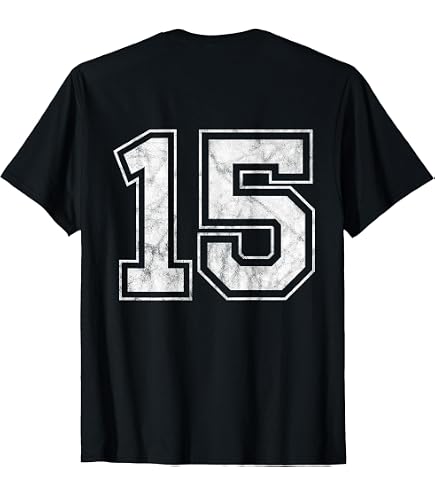 Amazon.com: T-Shirt Number 15 Vintage Fifteen Tee Sport Design T